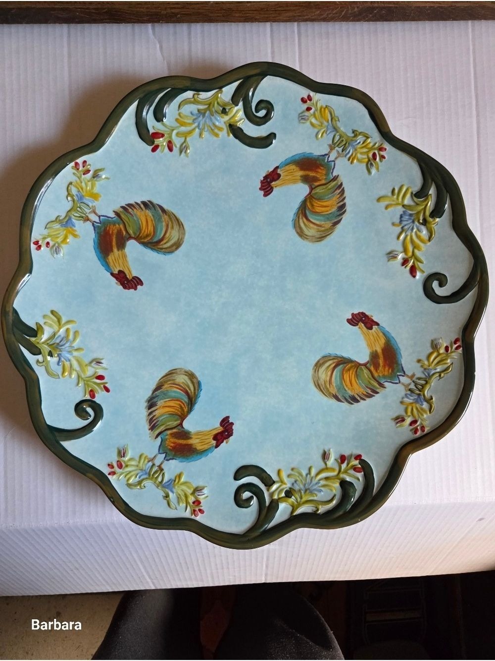 Vintage Margaret Le Van "Floral Rooster" by Jay Serving Platter